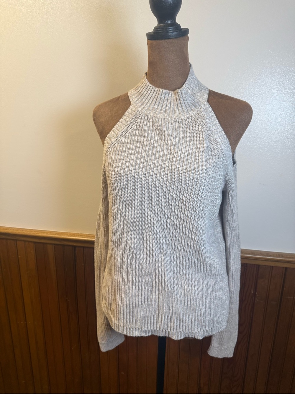 Express Cold-Shoulder Ribbed Knit Sweater